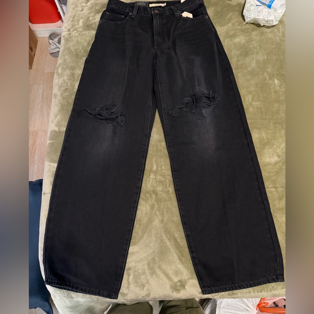 Levi’s Baggy Dad Jean Rake it Up Dark Wash Black Size 26 - Picture 6 of 10